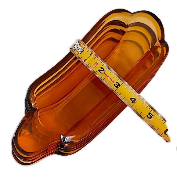 4 Amber Glass Banana Split Boat Sundae Dishes Set Vintage 70s 80s‎ Indiana Glass - Picture 3 of 16